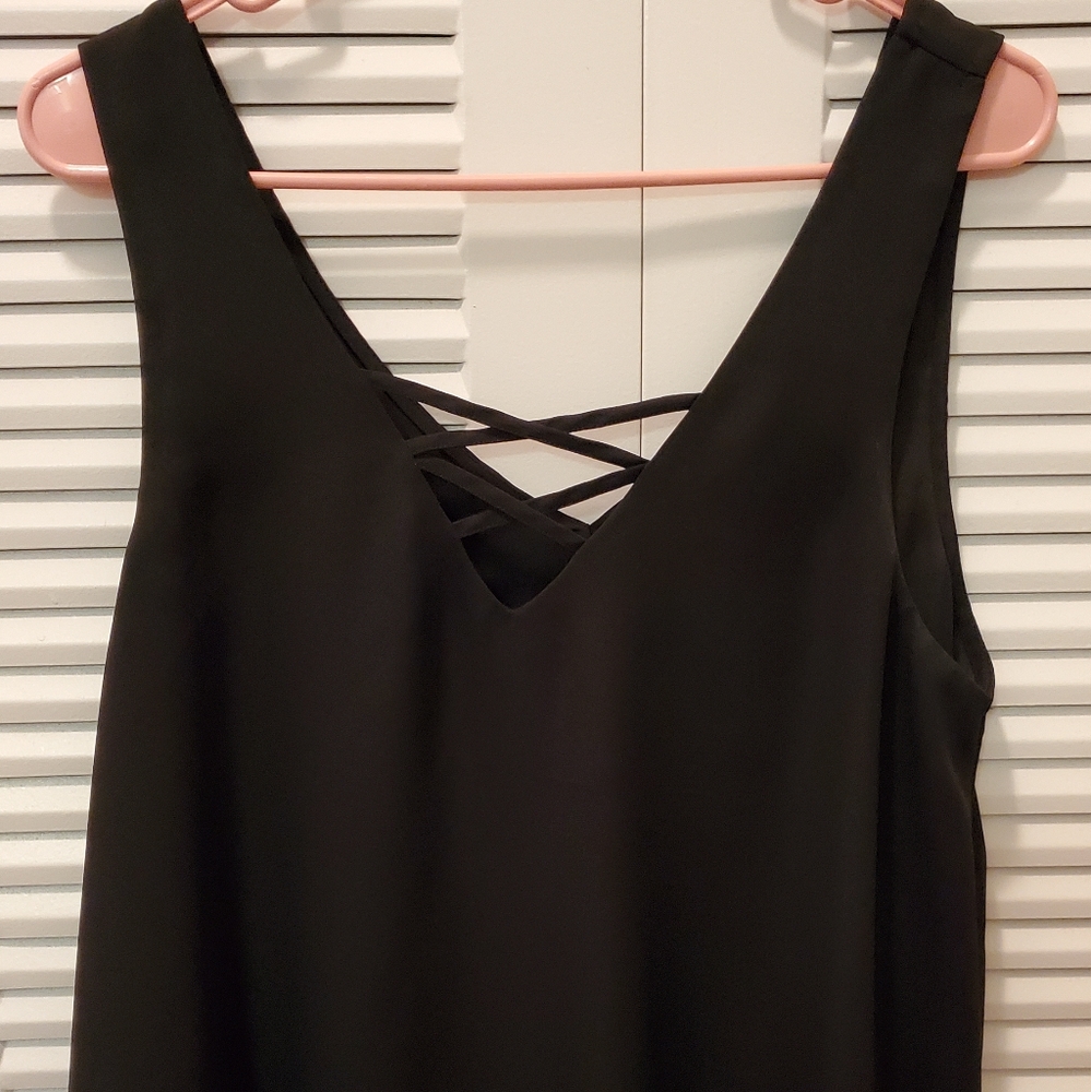 Lily White Womens Large Black Dress Shirt